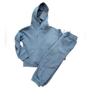GAP Kids Unisex Light Blue Fleece Hoodie Pullover & Jogger Pants Set XS